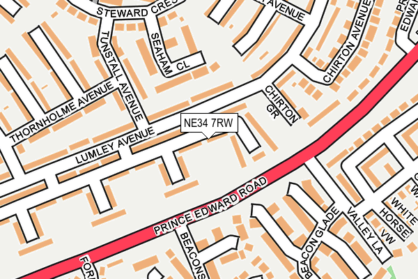 NE34 7RW map - OS OpenMap – Local (Ordnance Survey)