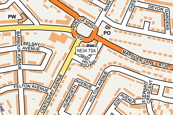 NE34 7SA map - OS OpenMap – Local (Ordnance Survey)