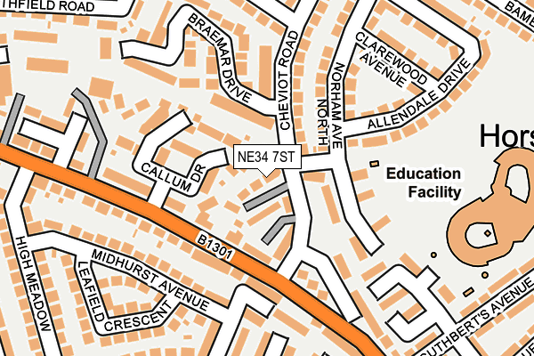 NE34 7ST map - OS OpenMap – Local (Ordnance Survey)