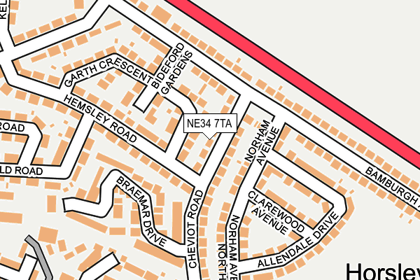 NE34 7TA map - OS OpenMap – Local (Ordnance Survey)