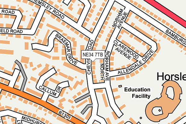 NE34 7TB map - OS OpenMap – Local (Ordnance Survey)