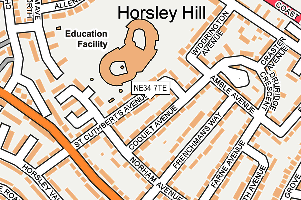 NE34 7TE map - OS OpenMap – Local (Ordnance Survey)