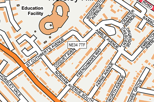 NE34 7TF map - OS OpenMap – Local (Ordnance Survey)