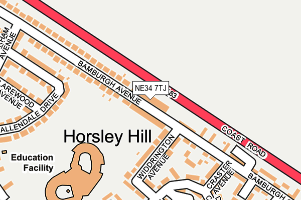 NE34 7TJ map - OS OpenMap – Local (Ordnance Survey)