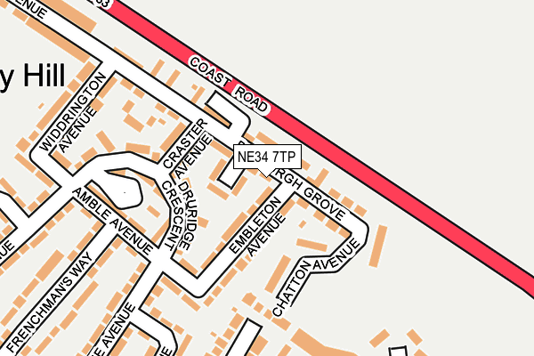 NE34 7TP map - OS OpenMap – Local (Ordnance Survey)