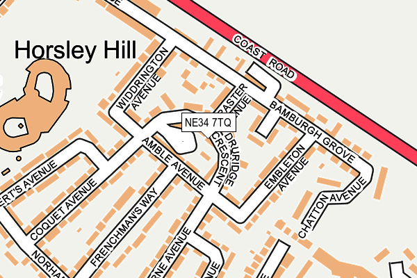 NE34 7TQ map - OS OpenMap – Local (Ordnance Survey)