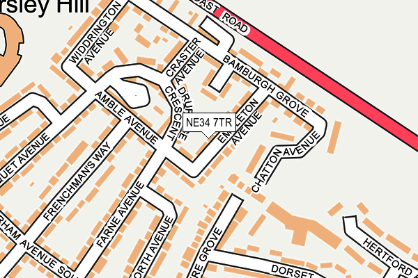 NE34 7TR map - OS OpenMap – Local (Ordnance Survey)