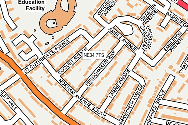NE34 7TS map - OS OpenMap – Local (Ordnance Survey)