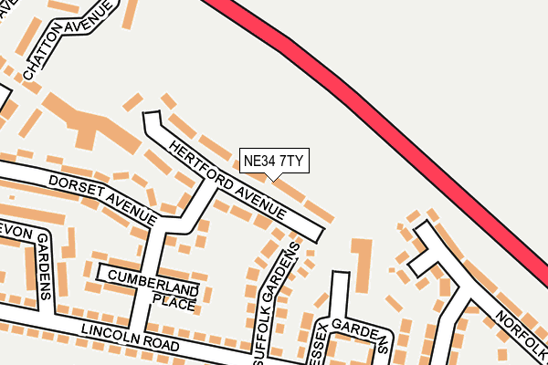 NE34 7TY map - OS OpenMap – Local (Ordnance Survey)