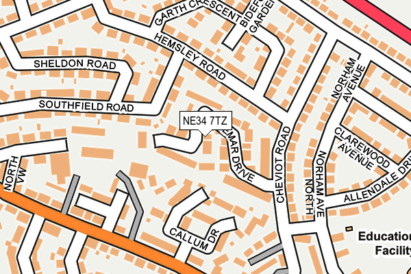 NE34 7TZ map - OS OpenMap – Local (Ordnance Survey)