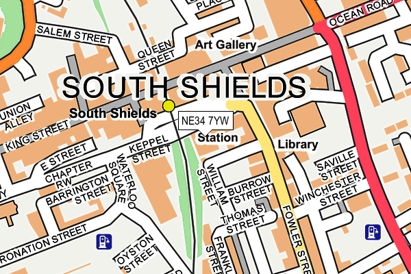 NE34 7YW map - OS OpenMap – Local (Ordnance Survey)