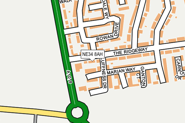 NE34 8AH map - OS OpenMap – Local (Ordnance Survey)