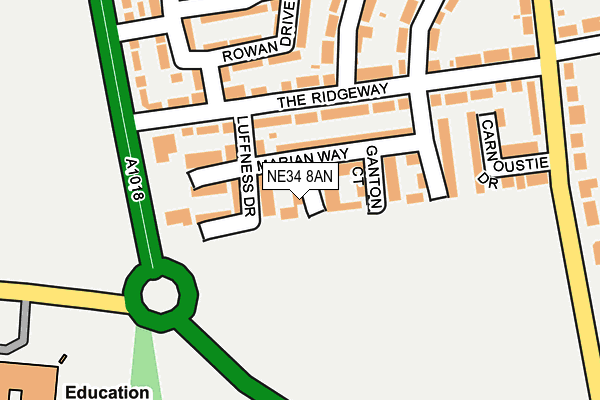 NE34 8AN map - OS OpenMap – Local (Ordnance Survey)