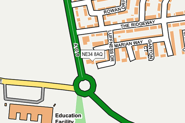 NE34 8AQ map - OS OpenMap – Local (Ordnance Survey)