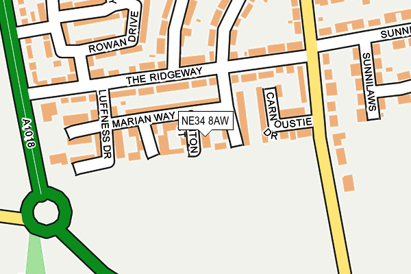 NE34 8AW map - OS OpenMap – Local (Ordnance Survey)