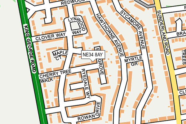 NE34 8AY map - OS OpenMap – Local (Ordnance Survey)