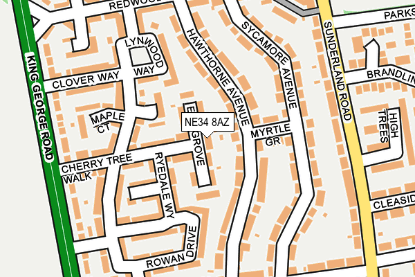 NE34 8AZ map - OS OpenMap – Local (Ordnance Survey)