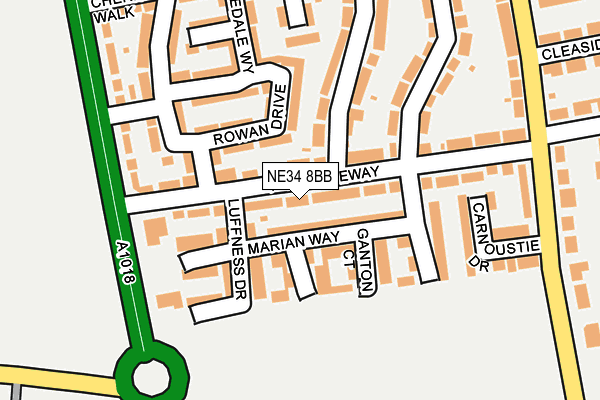 NE34 8BB map - OS OpenMap – Local (Ordnance Survey)