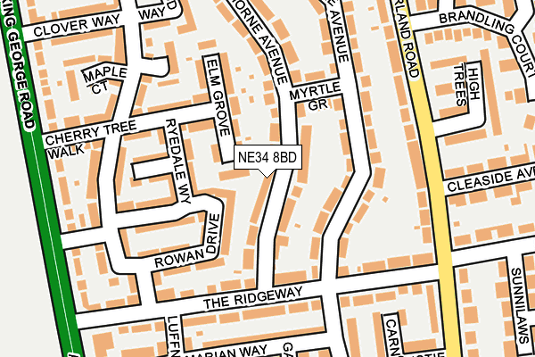 NE34 8BD map - OS OpenMap – Local (Ordnance Survey)