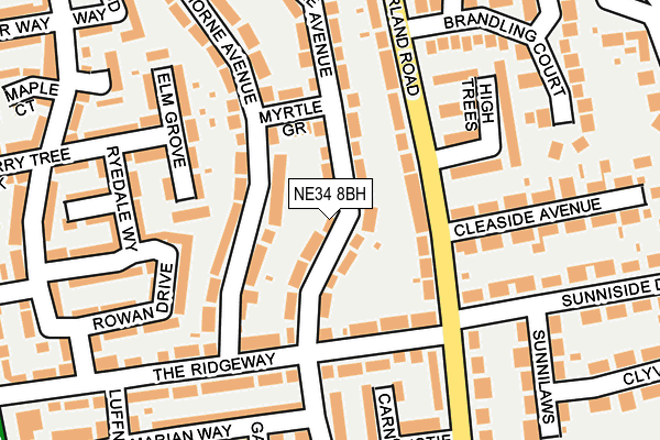 NE34 8BH map - OS OpenMap – Local (Ordnance Survey)