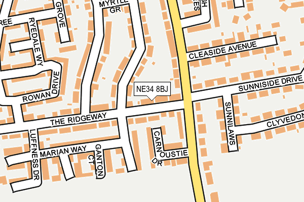 NE34 8BJ map - OS OpenMap – Local (Ordnance Survey)