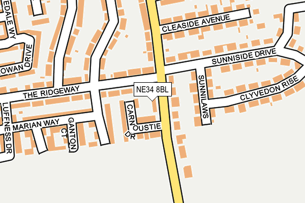 NE34 8BL map - OS OpenMap – Local (Ordnance Survey)
