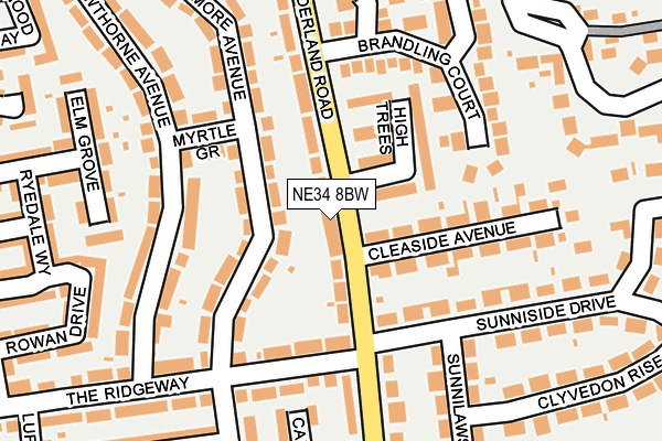 NE34 8BW map - OS OpenMap – Local (Ordnance Survey)