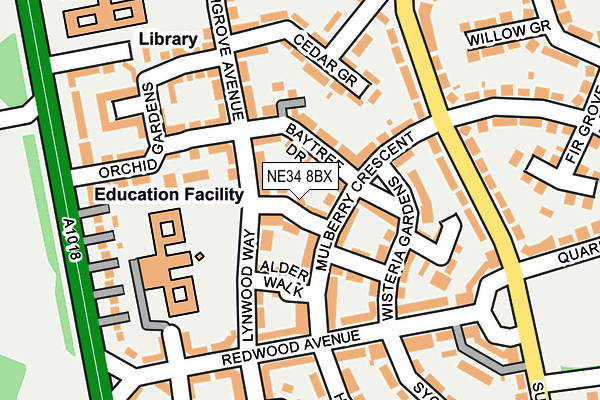 NE34 8BX map - OS OpenMap – Local (Ordnance Survey)