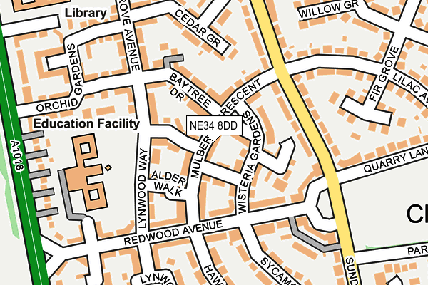 NE34 8DD map - OS OpenMap – Local (Ordnance Survey)