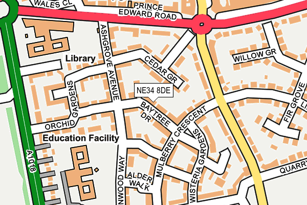 NE34 8DE map - OS OpenMap – Local (Ordnance Survey)