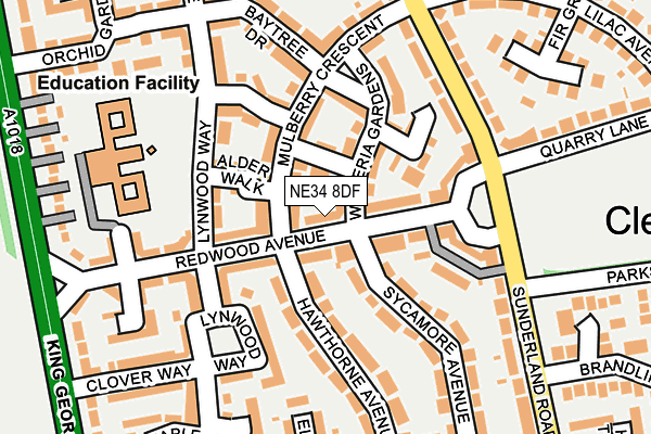 NE34 8DF map - OS OpenMap – Local (Ordnance Survey)