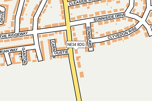 NE34 8DG map - OS OpenMap – Local (Ordnance Survey)
