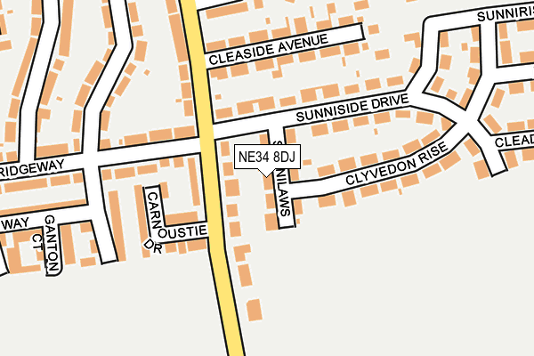 NE34 8DJ map - OS OpenMap – Local (Ordnance Survey)