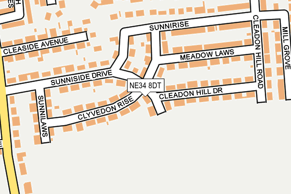 NE34 8DT map - OS OpenMap – Local (Ordnance Survey)