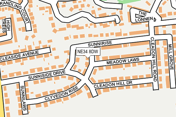 NE34 8DW map - OS OpenMap – Local (Ordnance Survey)