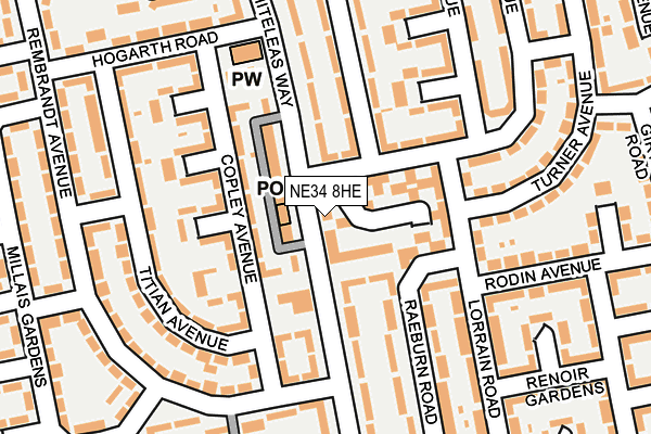 NE34 8HE map - OS OpenMap – Local (Ordnance Survey)