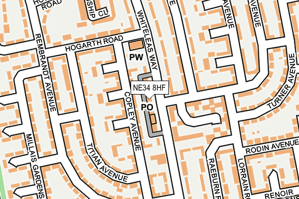 NE34 8HF map - OS OpenMap – Local (Ordnance Survey)