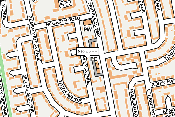 NE34 8HH map - OS OpenMap – Local (Ordnance Survey)