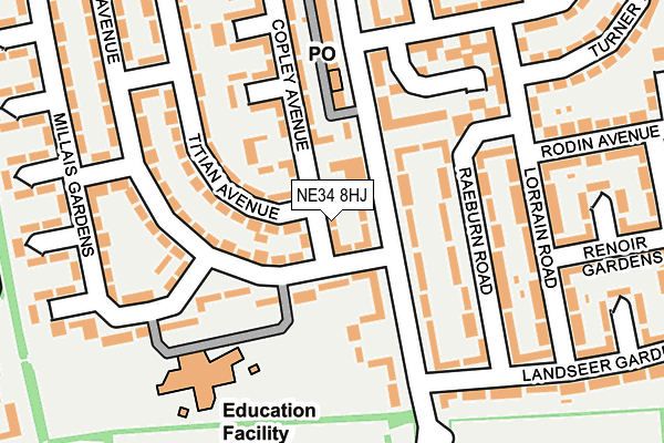NE34 8HJ map - OS OpenMap – Local (Ordnance Survey)