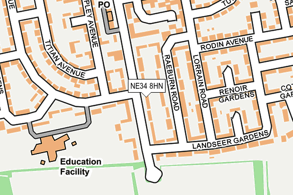 NE34 8HN map - OS OpenMap – Local (Ordnance Survey)