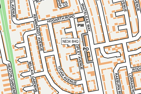 NE34 8HQ map - OS OpenMap – Local (Ordnance Survey)