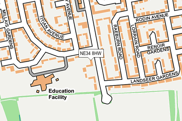 NE34 8HW map - OS OpenMap – Local (Ordnance Survey)