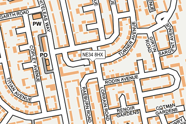 NE34 8HX map - OS OpenMap – Local (Ordnance Survey)