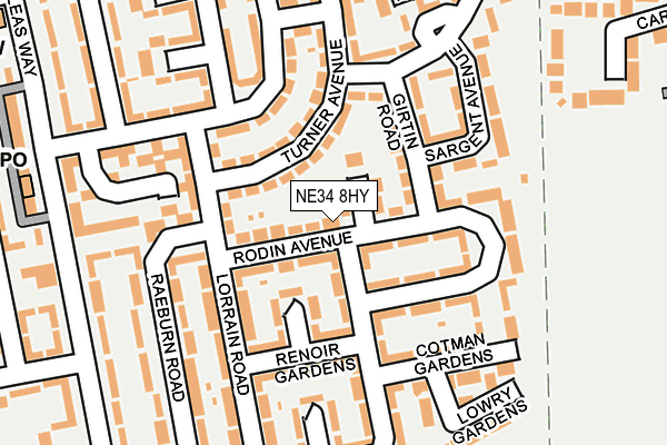 NE34 8HY map - OS OpenMap – Local (Ordnance Survey)