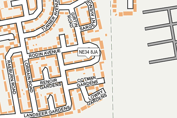 NE34 8JA map - OS OpenMap – Local (Ordnance Survey)