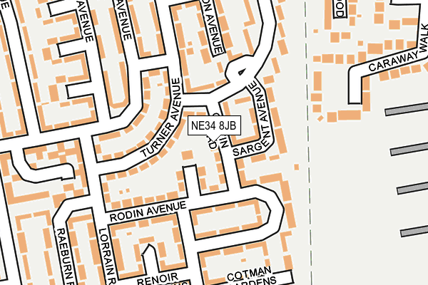 NE34 8JB map - OS OpenMap – Local (Ordnance Survey)