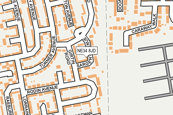 NE34 8JD map - OS OpenMap – Local (Ordnance Survey)