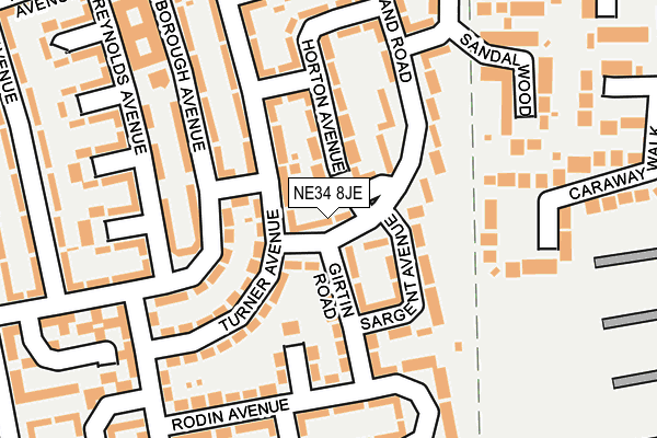 NE34 8JE map - OS OpenMap – Local (Ordnance Survey)