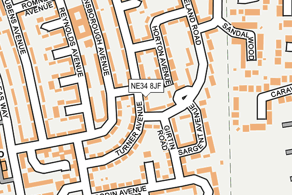 NE34 8JF map - OS OpenMap – Local (Ordnance Survey)