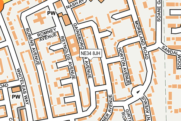 NE34 8JH map - OS OpenMap – Local (Ordnance Survey)